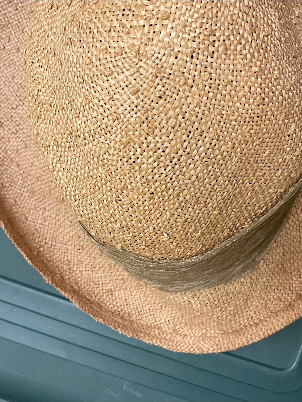 Vintage 90s Tina Luxe Straw Sun Hat with Cream Rose Accent - Picture 5 of 9